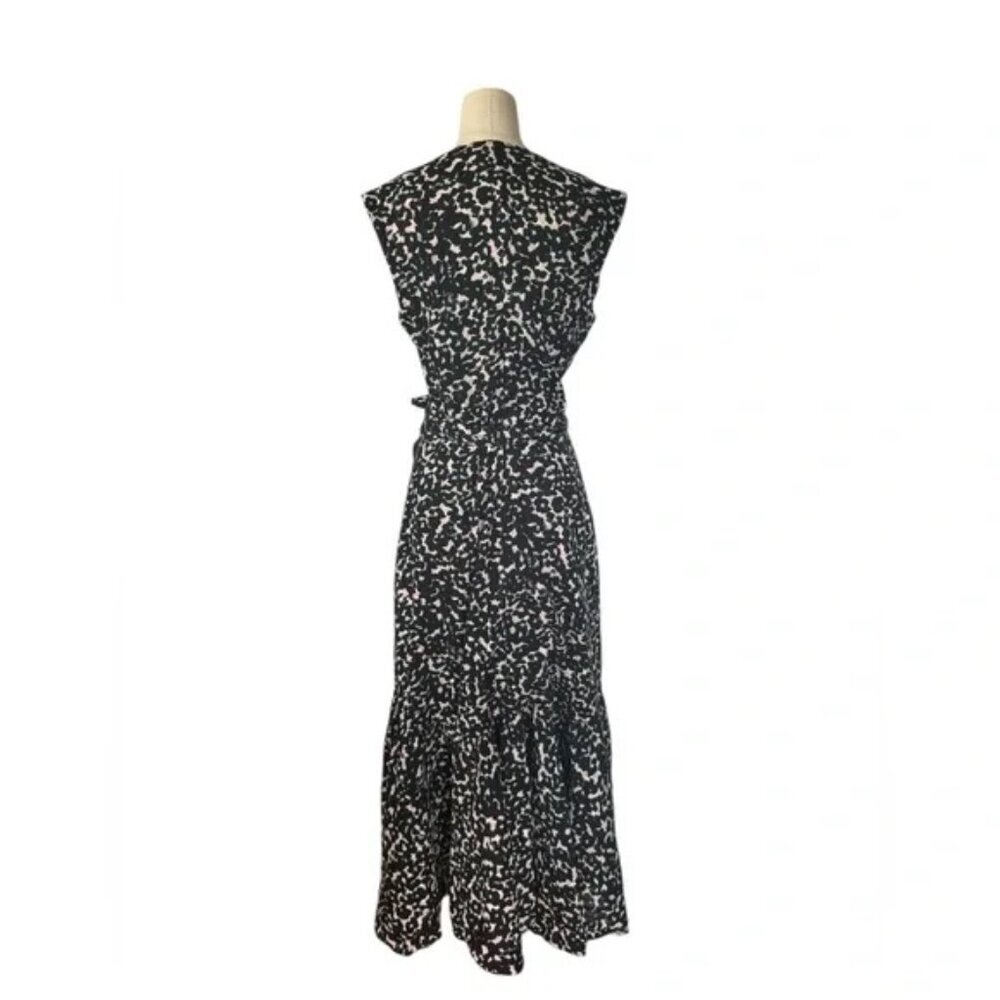 REBECCA TAYLOR Leopard Midi Wrap Dress Size 4 - Picture 4 of 7